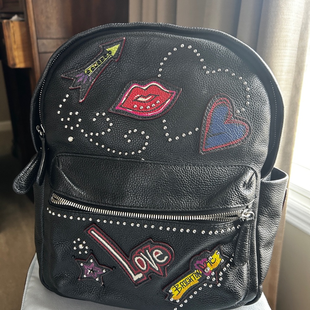 Brighton Black Backpack with Playful Embellishments
